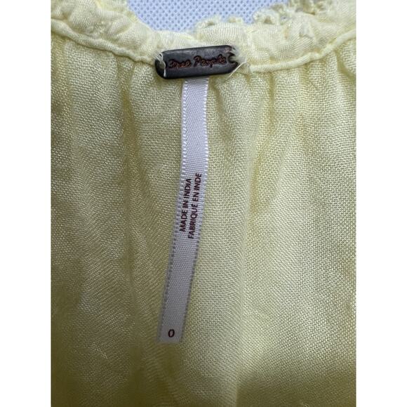 Free People Cruel Intentions Ruffle Mini Dress Women’s 0 Yellow Crochet Cut Out - Picture 5 of 9